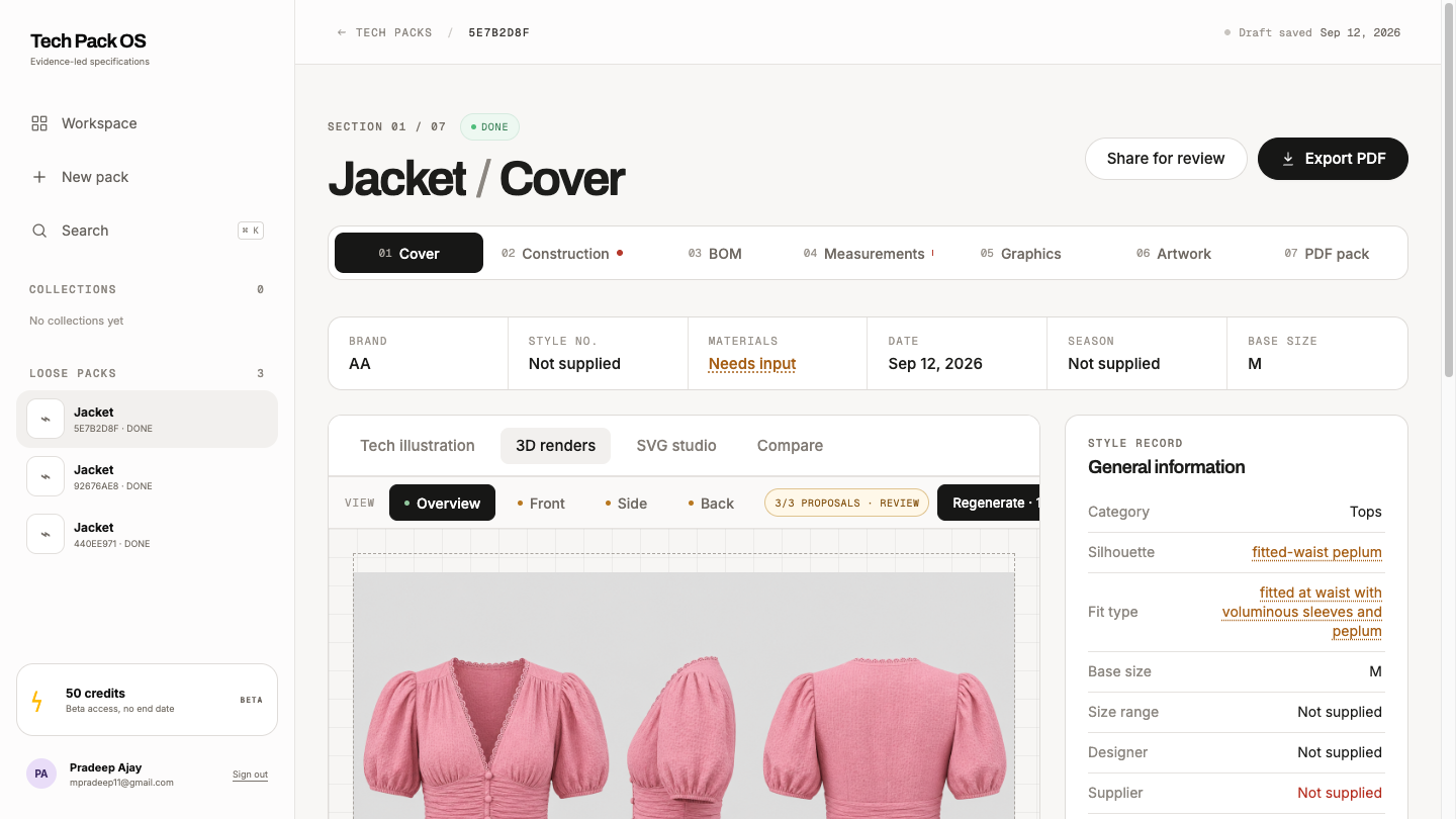 3D garment preview